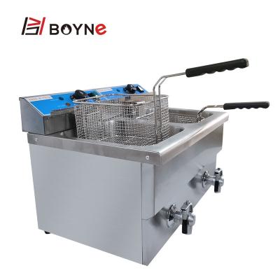 China Counter Top Commercial Kitchen Cooking Equipment Double Tank 12L Deep Fryer With Oil Filter for sale
