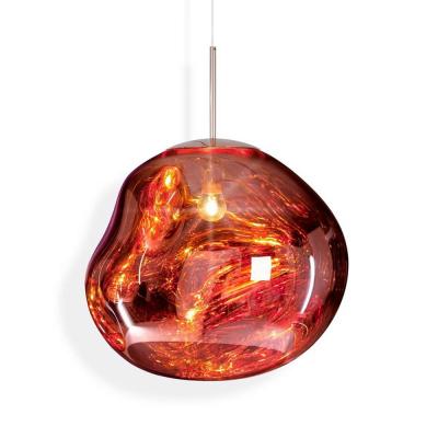 China Nordic Design Modern Glass Decorative Red Silver Yellow Chandelier Hanging Pendant Lamps for sale