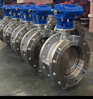 China Triple Eccentric Offset Flanged Butterfly Valves Manual  Worm Gearbox PN16 25 40 Cast Steel Ductile for sale