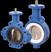 China Handle Operate Full Ptfe Split Body Wafer Type Butterfly Valve for sale