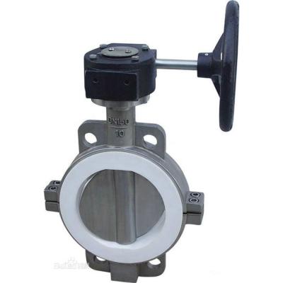 China Ptfe Coated Lining Split Body Pneumatic Actuator Wafer Butterfly Valve for sale