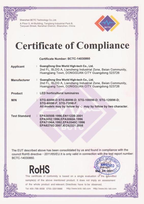 RoHS - GuangDong One World High-tech Co., Ltd.