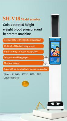 China Bmi Coin Operated Medical Height And Weight Scale Automatic Measuring Blood Pressure for sale