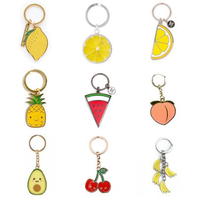 China Customized Soft Enamel Hard Enamel Metal Alloy Keychains Holder Lemon Peach Watermelon Custom Souvenir Gifts Promotion Manufacturer Fruits Key Chain for sale