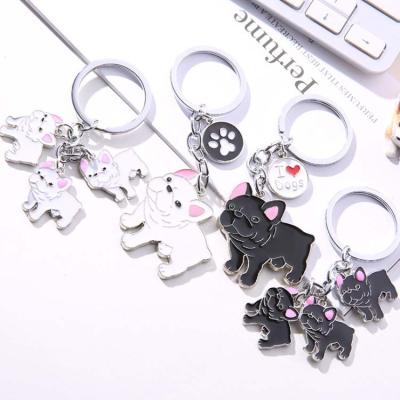 China Souvenir Gifts Promotion Manufacturer Customized Enamel Metal Alloy Keychains Holder Animasl Custom Dog Puppy Bulldog Key Chain for sale