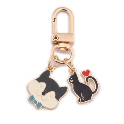 China Customized Soft Enamel Metal Keychains Holder Pet Love Cat Dog Puppy Custom Dog Key Chain Souvenir Gifts Manufacturer for sale