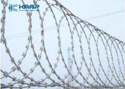 China Razor Blade Fencing Wire Razor Barbed Wire , Razor Ribbon Wire Stainless Steel for sale