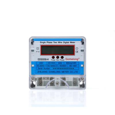 China DDS5558 Wireless Energy Meters Black Single Phase Two Wire Types for sale
