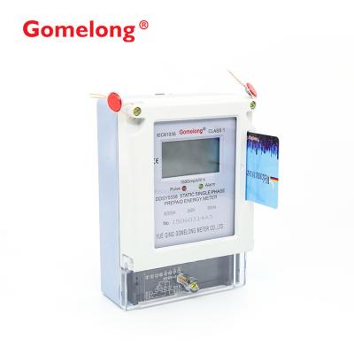 China GOMELONG Lowest Price 158.5x112.5x57.5 Dimensions and DDSY5558 Prepaid electricity IC card meter prepaid energy meter for sale
