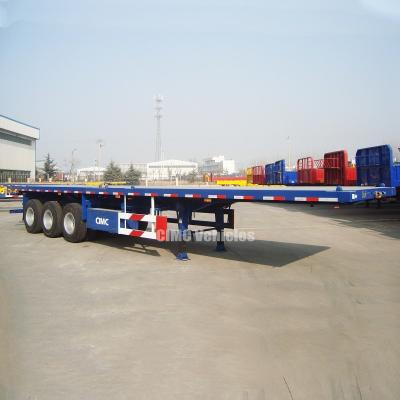 China 80T Loading 40ft Container Tri Axle Flatbed Semi Trailer for sale