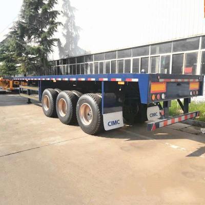 China Tri Axle 50mm Kingpin 60T Payload Flatbed Semi Trailer for sale