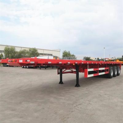 China Used CIMC Triaxle Flatbed Truck Trailer with 40ft Container for sale
