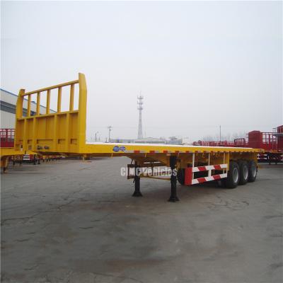 China 60T Payload Tri Axle Flat Deck Trailer For 40ft Container for sale