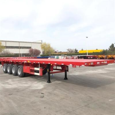 China 80 Ton Payload CIMC 4 Axle 45Ft Flat Bed Truck Trailer for sale