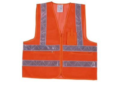 China Orange / Yellow High Visibility Work Uniforms Lightweight Hi Vis Vest For Warehouse Worker for sale