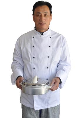 Chine Le manteau 100% de chef de Breasted de double de sergé de coton/anti chef professionnel de Pilling enduit à vendre