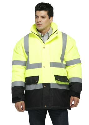 China Two Tone Motorway Reflective Winter Work Coats With Heavy Duty Two Way Zip for sale