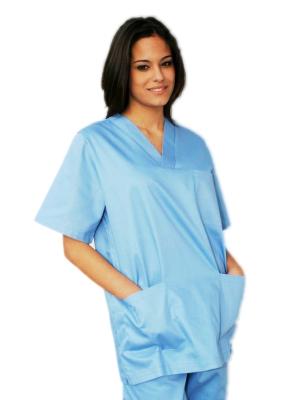 China V Neck Tops Medical Work Uniforms Short Sleeves With Two Bottom Angled Pockets for sale