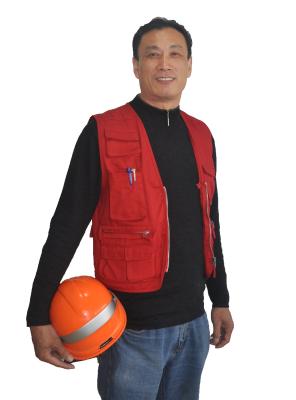 China Mesh Lining Body Warmer Vest Safety Work Vest With Metallic Zipper Pockets for sale