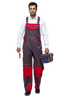 China 2 Tone Contrast Bib & Brace Workwear Protective Haif Overall With Reflective Piping for sale