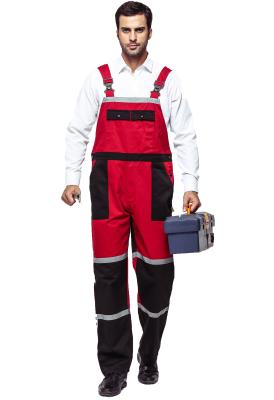 China Twill Fabric Contrast Color Waterproof Bib And Brace Workwear With Reflective Tape for sale