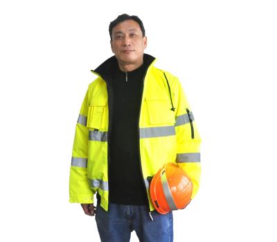China Stain Resistant High Visibility Work Uniforms Safety Jacket With Detachable Sleeves for sale