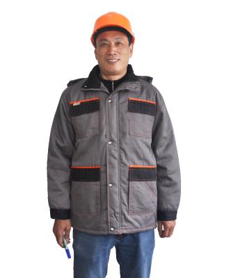 China Gery / Black Waterproof Winter Work Coats Anti Pilling Storm Pockets With Flap for sale