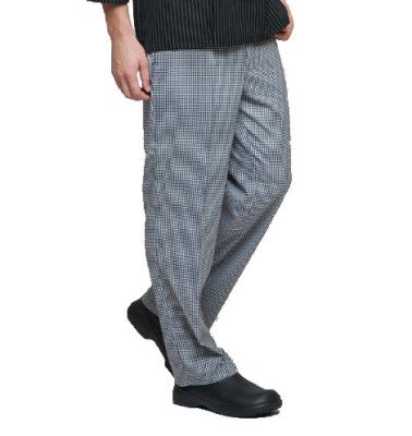 China Poly Cotton Yarn Dyed Checkered Chef Pants With Elastic Waist Anti Wrinkle for sale