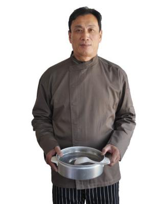 China Anti Shrink Chef Restaurant Work Wear Concealed Press Buttons Cook Jacket for sale
