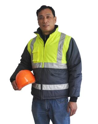 China Functional Hi Vis Bomber Jacket High Visibility Winter Coats With Detachable Sleeves for sale
