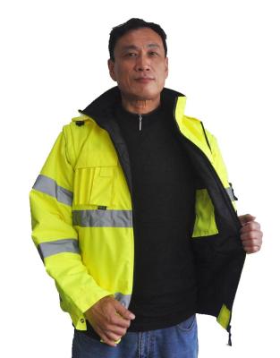 China 300D Oxford Safety Short  Hi Vis Winter Workwear Jackets With Detachable Sleeves for sale