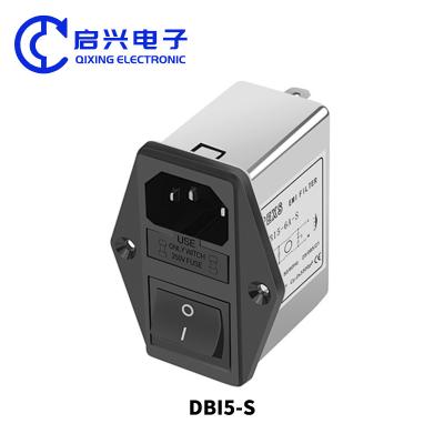 China DBI5-S Filtro EMI con doble fusible y interruptor Filtro de alimentación de toma de corriente IEC en venta