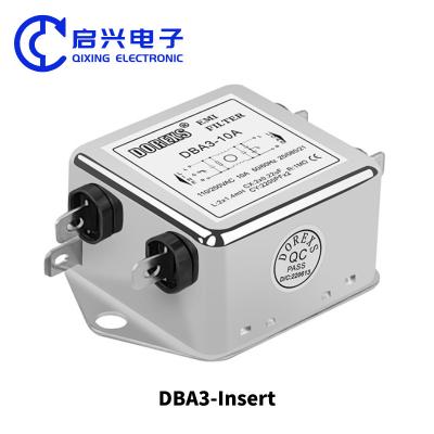 China DBA3 Filtro EMI de inserción 220V 1A 3A 6A Filtro de potencia de serie universal de fase única en venta