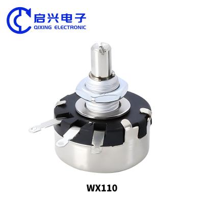 China 1W Single Coil Wire Wound Potentiometer 100 Ohm Potentiometer Wx110 for sale