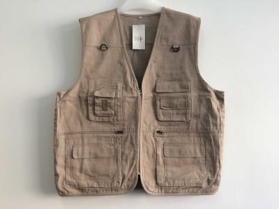 China vest, mens vest, mens waist coat in 100% cotton fabric, fishing vest, beige color, casual vest, casual waist coat 014 for sale