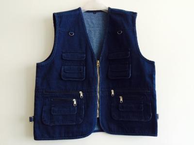 China mens vest in 100% cotton, denim, jean, blue, fishing vest, S-3XL for sale