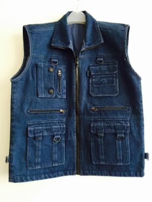 China mens vest in 100% cotton, denim, jean, black, fishing vest, S-3XL for sale