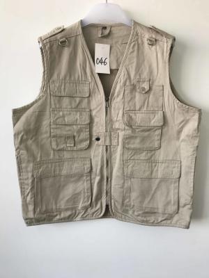 China Mens classic vest，mens waist coat, 046 CCTV vest in 100% cotton fabric, stone/beige colour, S-3XL for sale