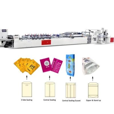 China multifunction doypack machinery Laminated central seal 3 side seal stand up 4 side weld zipper Pouch Making Machine for sale