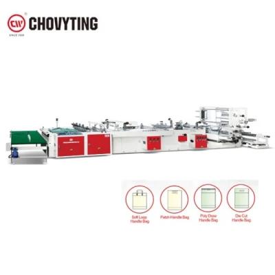 China Low Density Soft Loop LDPE Patch Handle Bag Making Machine 120pcs/min for sale