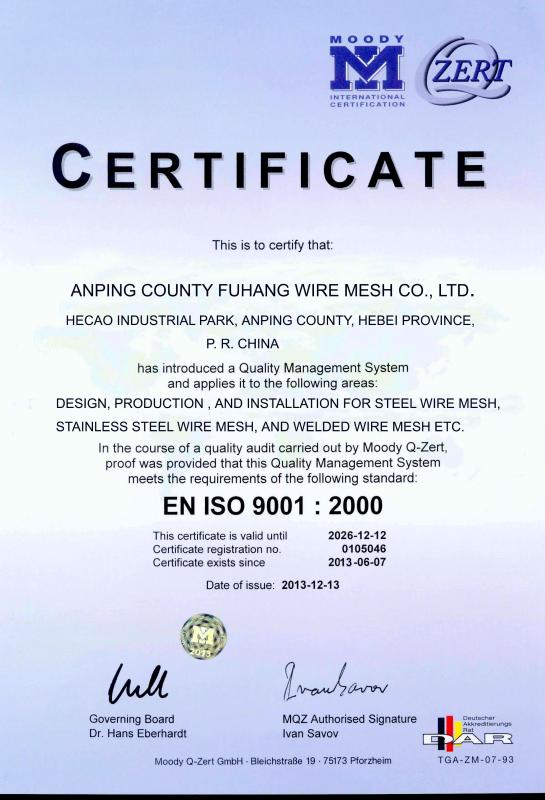  - Anping County Fuhang Wire Mesh Products Co., Limited