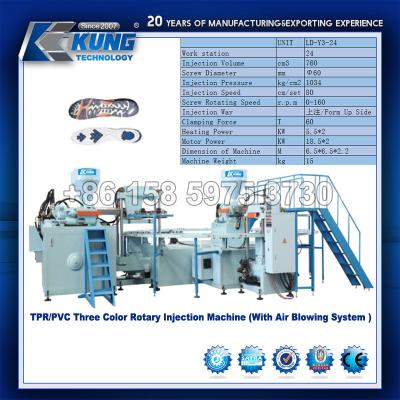 China Three Color Rotary TPR Injection Machine , Multipurpose PVC Sole Machine for sale