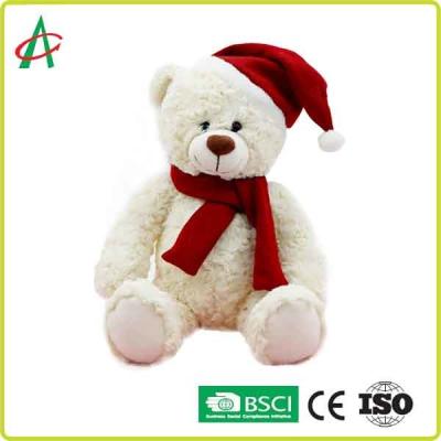 China Huggable 25cm Plush Teddy Bear With Christmas Cap for sale