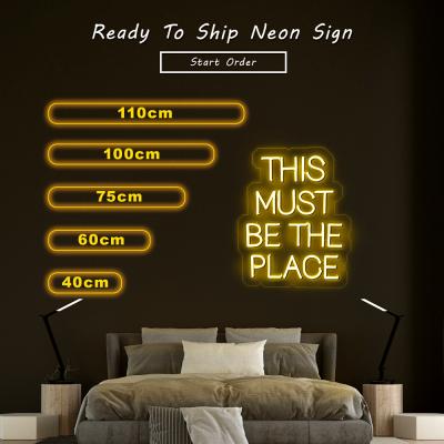 China Home Rebow Dropshipping 40CM Width 9 Free Colors This Must Be The Place Custom Letter Acrylic Neon Sign Led Light for sale