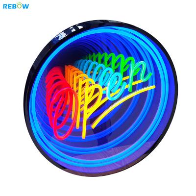 China Buildings Rebow Drop Shipping Multilayer Magic Mirror 3D Custom Neon Infinity Mirror Custom Neon Sign for sale