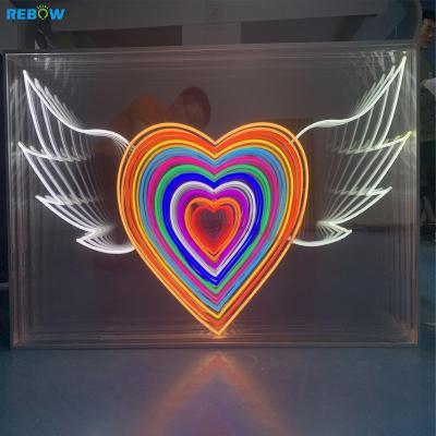 China Rebow Buildings Drop Design 3D Magic Infinity Mirror Free Shipping Multilayer Custom Neon Sign for sale