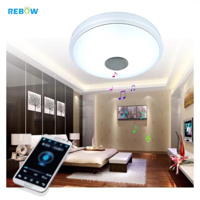 China Modern Rebow RGB LED Drop Shipping Lamp 36W Speaker APP Color Changing Home Decorative Modern Ceiling Light for sale