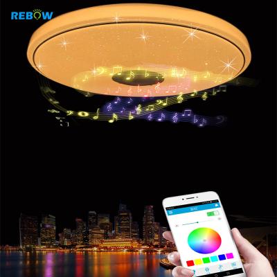 China Rebow Modern Drop Shipping Smart 36W RGB Color Changing Speak Modern Music LED Ceiling Light With APP Control for sale