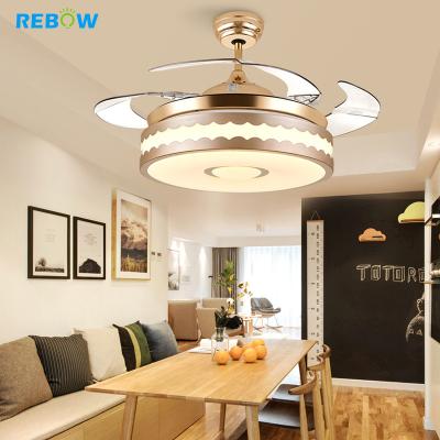 China Rebow Dropshipping Invisible Bladeless Ceiling Fan Modern Music Dc Ceiling Fan APP Control Modern With Light for sale