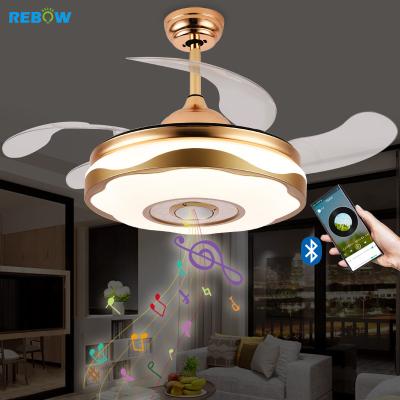 China Dropshipping Modern 14 Inch Rebow OEM Music APP Control LED Ceiling Fan With Light for sale